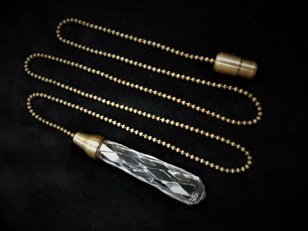 Large Glass Light Cord Pull 10cm Connector 95cm Chain Antique Brass Trim 